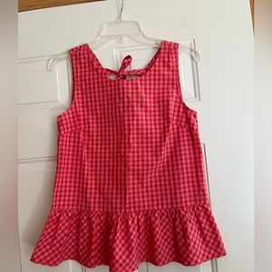 J. Crew Factory red & pink gingham cotton sleeveless cottagecore top. Size XXS